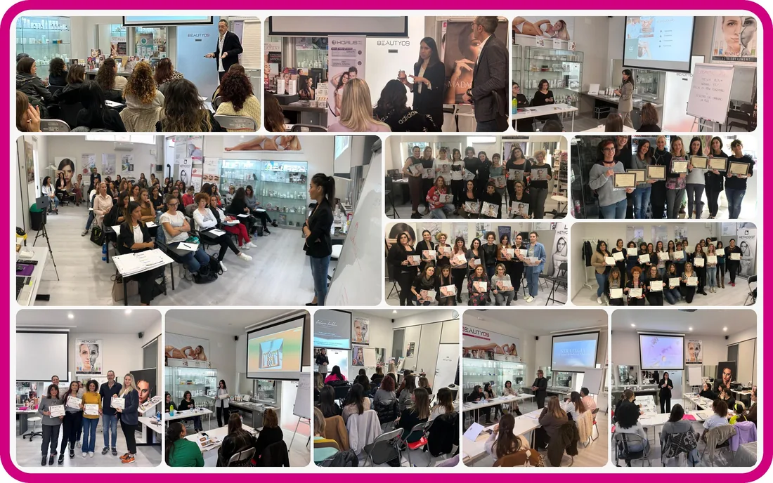 Formazione Beauty09: momenti dei corsi nella sala dell'Academy a Recanati
